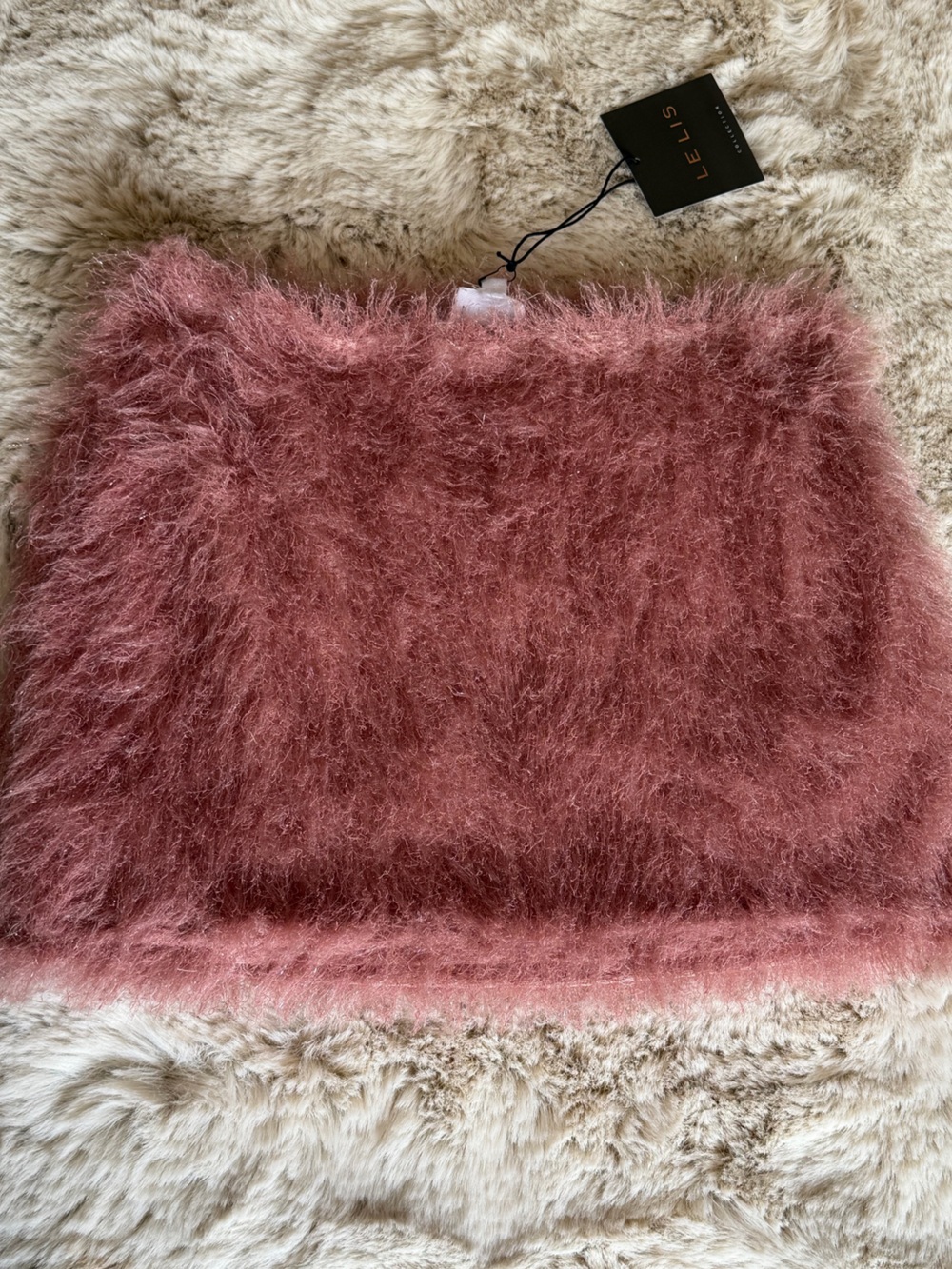 Le Lis Dusty Rose Faux Fur Neck Skirt